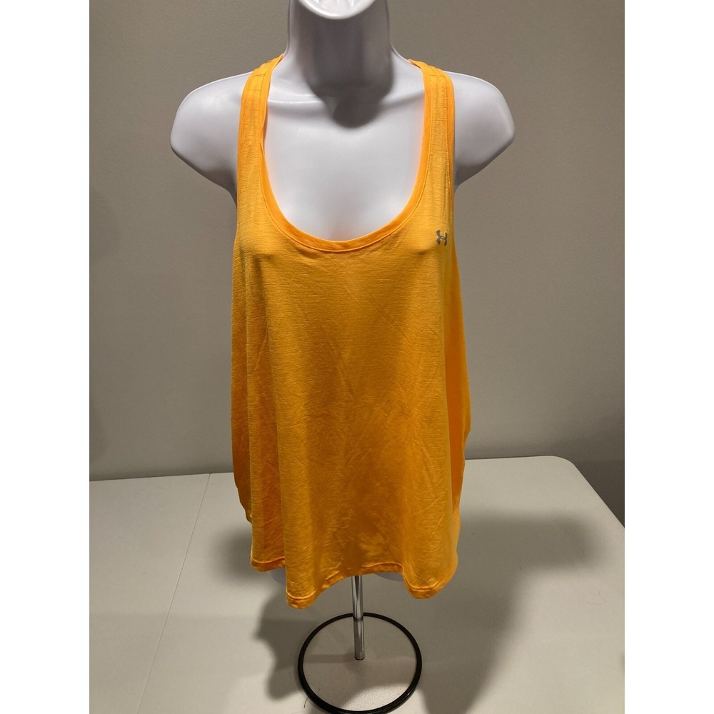 Under Armour Woman's Orange Neon‎ Heat Gear Tank Top Size Small